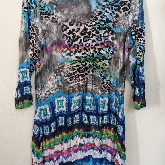 Elysee 26 Tunic/Dress Hi Low Multicolor Abstract Print Soft & Comfy Size XL - Picture 2 of 4